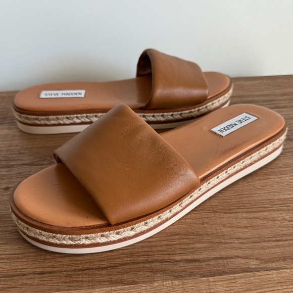 Steve Madden Shoes - Steve Madden - Women's Enough Cognac Leather Sandal size 9